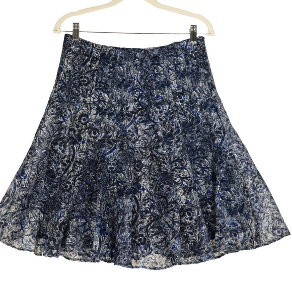 Coldwater Creek Blue Mesh Skirt Womens Size PS Petite Small 6-8 Lined Pull On - Picture 1 of 12